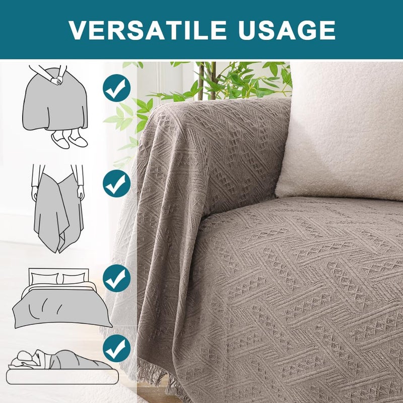 Turquoize Couch Cover Sofa Covers Washable Couch Covers for 3 Cushion Couch Throw Cover Sectional Couch Cover Furniture Cover for Pets  Kids Feature Geometrical Jacquard Fabric(71""x118"" X-Large Sand) - Image 4